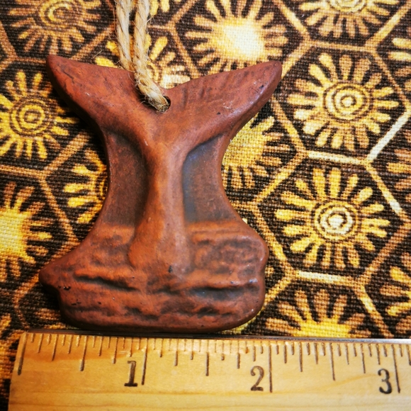 PEI Red Clay Pottery Handcrafted Whale Tail Ornament - Picture 8 of 11